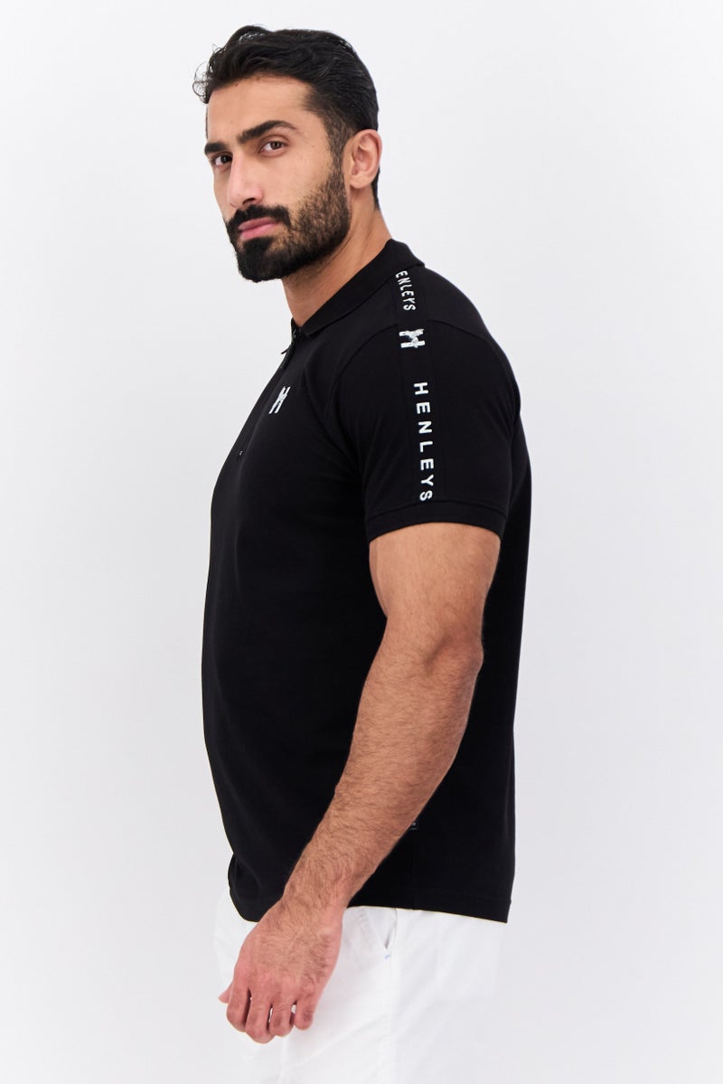 Henleys Men Regular Fit Brand Logo Short Sleeves Polo, Black - Image 2