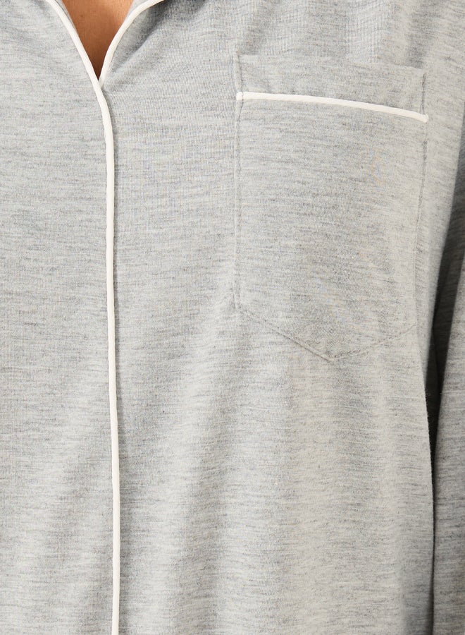 ستايلي قميص نوم بحافة مكشكشة وجيوب بتفاصيل متباينة - Image 3