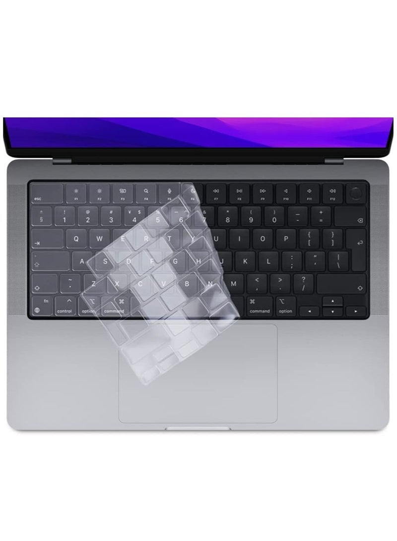 Clear Keyboard Cover Skin for MacBook Air 13.6 in M2 Chip A2681&2023-2021 MacBook Pro 14.2 in/16.2 in M2 M1 Pro/Max A2779/A2442/A2780/A2485 Ultra Thin Silicone Protector/EU Layout - Image 1