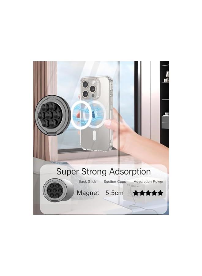 Green Tiger Magnetic Phone Ring Holder for Mag-Safe, Magnetic Silicone Phone Grip Suction Cup Mount for TikTok Videos and Selfies, with Magnetic Patch for iPhone 15/14/13/12 Series - Image 2