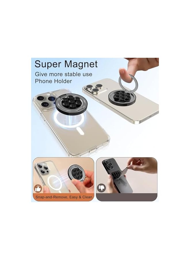 Green Tiger Magnetic Phone Ring Holder for Mag-Safe, Magnetic Silicone Phone Grip Suction Cup Mount for TikTok Videos and Selfies, with Magnetic Patch for iPhone 15/14/13/12 Series - Image 5