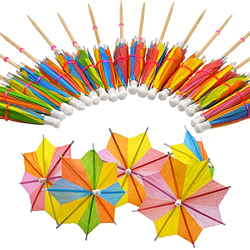 Bilipala 50 PCS Colorful Paper Umbrellas Cocktail Parasol Picks Cupcake Toppers Picks - Image 1