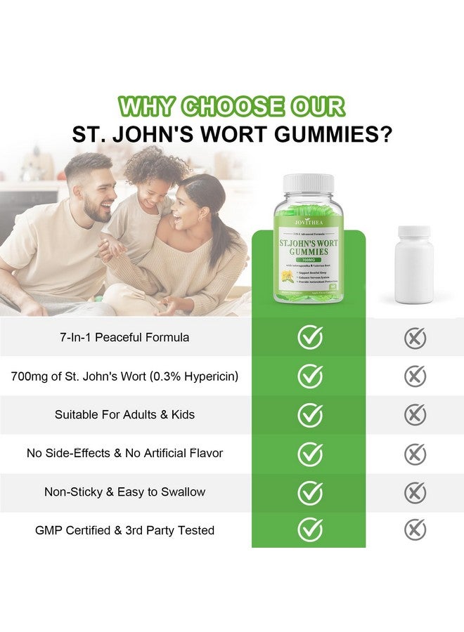 2 Pack St John's Wort Gummies 700mg, Natural Herbal Supplement for Adults & Kids, Support Calm, Relaxation & Brain Health, Vegan, Non-GMO, Gluten Free, Apple Flavor, 120 Count - Image 5