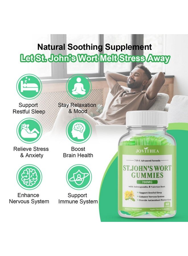 2 Pack St John's Wort Gummies 700mg, Natural Herbal Supplement for Adults & Kids, Support Calm, Relaxation & Brain Health, Vegan, Non-GMO, Gluten Free, Apple Flavor, 120 Count - Image 3