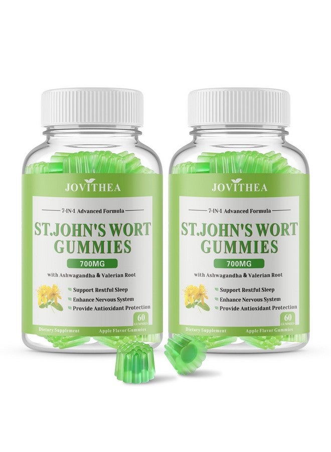 2 Pack St John's Wort Gummies 700mg, Natural Herbal Supplement for Adults & Kids, Support Calm, Relaxation & Brain Health, Vegan, Non-GMO, Gluten Free, Apple Flavor, 120 Count - Image 1