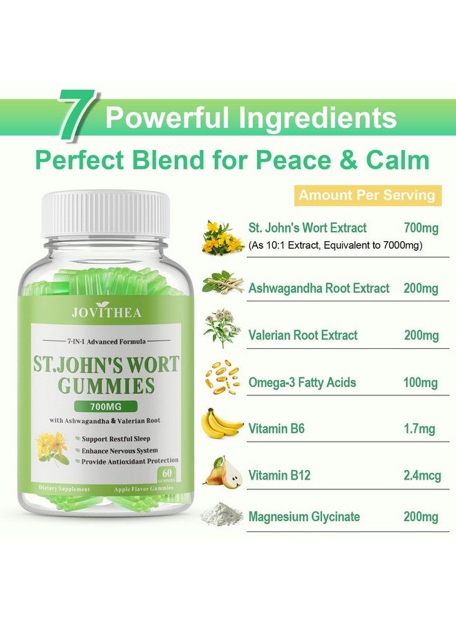 2 Pack St John's Wort Gummies 700mg, Natural Herbal Supplement for Adults & Kids, Support Calm, Relaxation & Brain Health, Vegan, Non-GMO, Gluten Free, Apple Flavor, 120 Count - Image 4