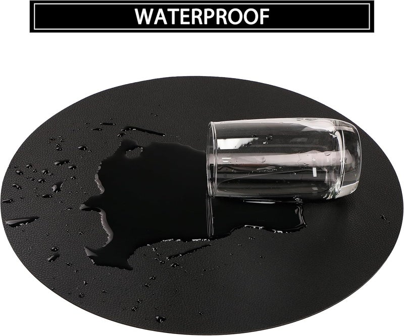 Jovono Wipeable Placemats and Coasters Leather Table Mats Waterproof HeatResistant Easy to Clean for Dining Table Set Kitchen Table Set of 4 Black - Image 3
