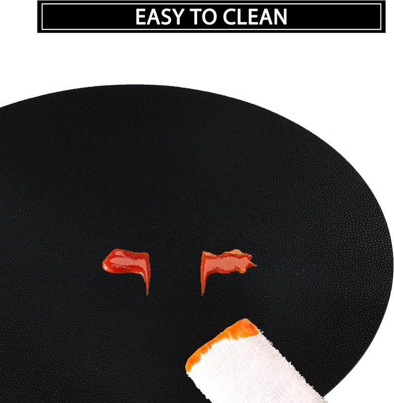Jovono Wipeable Placemats and Coasters Leather Table Mats Waterproof HeatResistant Easy to Clean for Dining Table Set Kitchen Table Set of 4 Black - Image 2