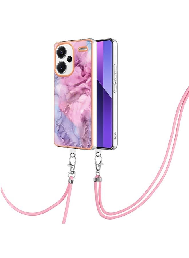 The Bros Case For Xiaomi Redmi Note 13 Pro+ 5G Electroplating Marble Dual-side IMD Phone Case with Lanyard