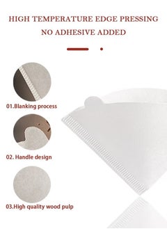JSDUN 100-Piece Paper Coffee Filter V60 Disposable Conical White Size 02 for Pour-Over and Drip Coffee Machines (1-4 Cups)  - Image 3