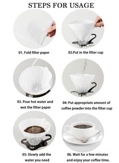 JSDUN 100-Piece Paper Coffee Filter V60 Disposable Conical White Size 02 for Pour-Over and Drip Coffee Machines (1-4 Cups)  - Image 2