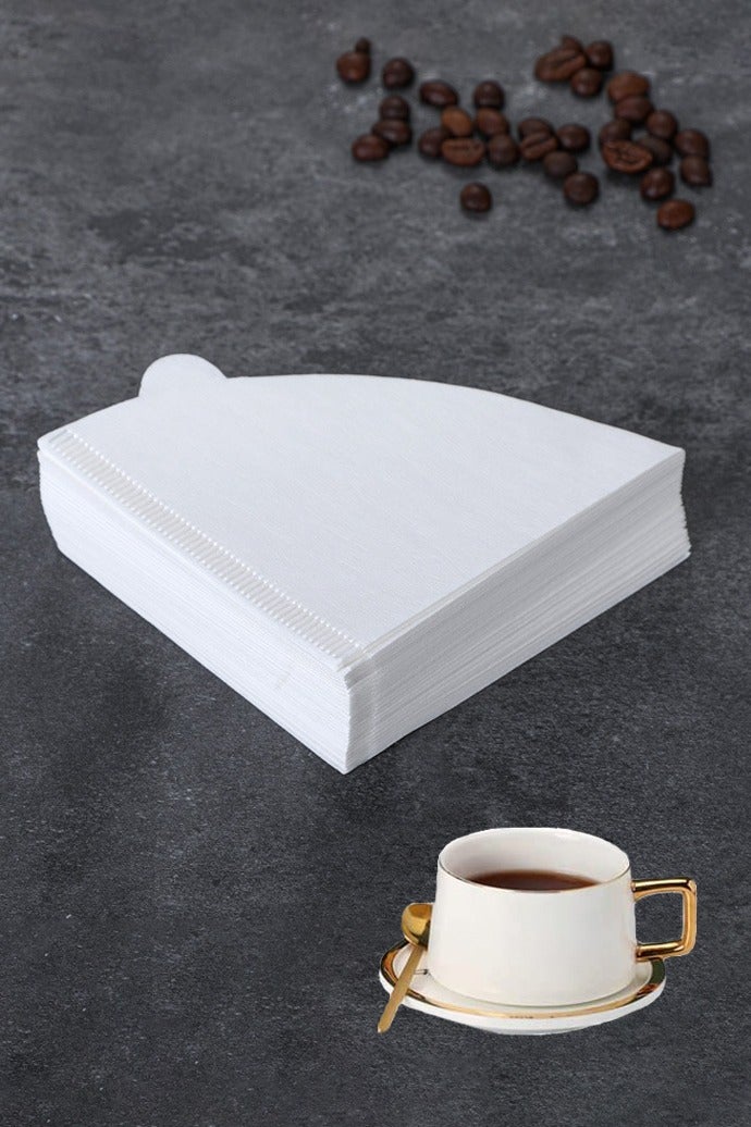 جي اس دن فلتر قهوة ورقي مكون من 100 قطعة V60 مخروطي للاستعمال مرة واحدة باللون الأبيض مقاس 02 لماكينات صنع القهوة بالصب والتقطير (1-4 أكواب) - Image 1