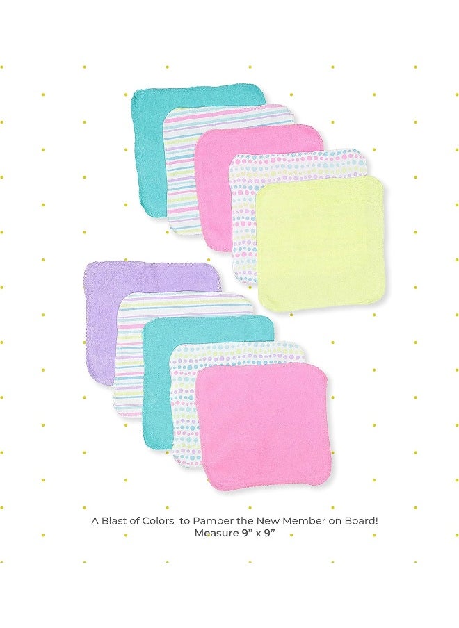 Spasilk Spasilk Washcloth Wipes Set for Newborn Boys and Girls, Soft Terry Washcloth Set, Pack of 20, Aqua  - Image 2