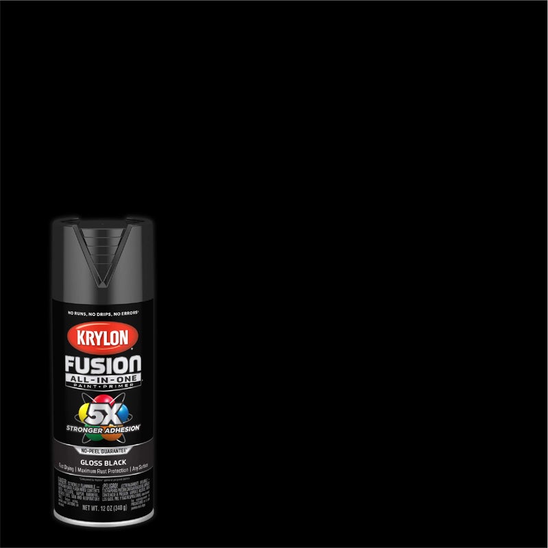 KRYLON 12 Oz Krylon K02702007 Black Fusion All-In-One Paint & Primer Spray Paint Gloss - Image 2