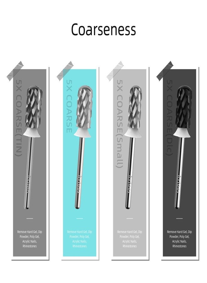 HYTOOS 5XC Barrel Carbide Nail Drill Bits, Safety Large Round Manicure Bit, 3/32 Shank for Righties, Electric Drills Accessories, Hard Gel Acrylic Powder Remover (5XC, Large Barrel) - Image 3