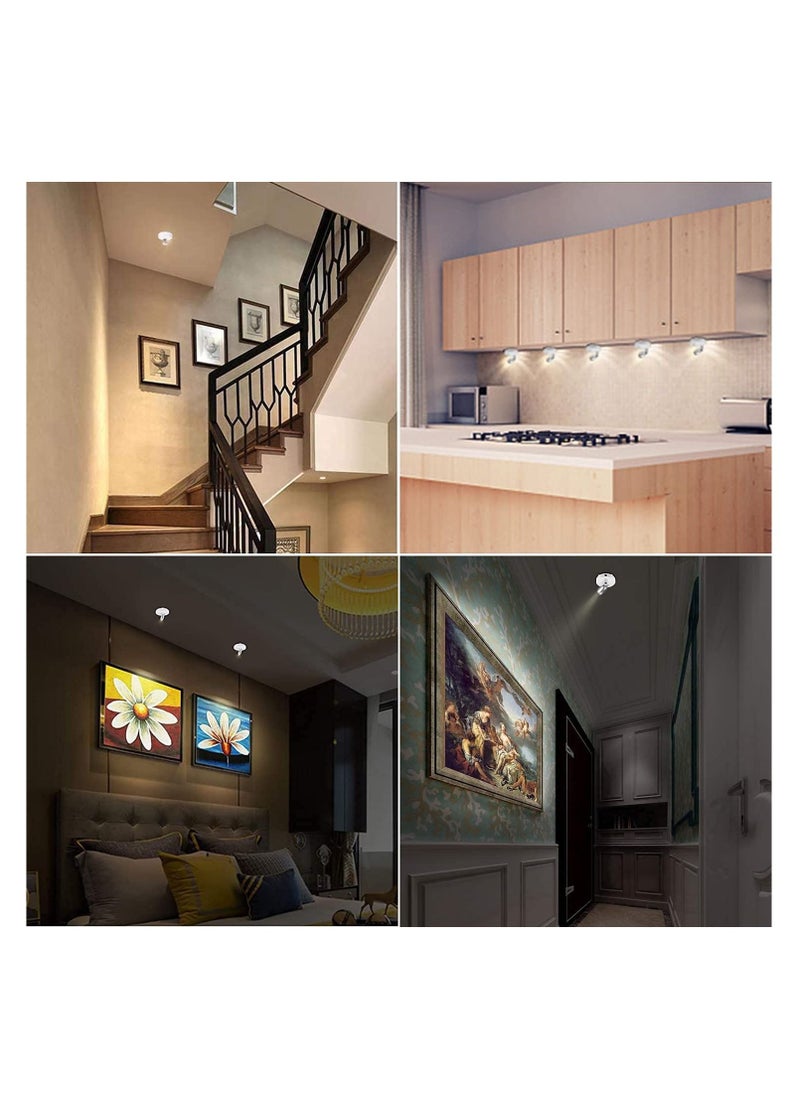 Y&D - 2 Pieces RGB Wireless LED Spotlight with Remote 13 Color Battery Operated Accent Lights Rotatable Light Head Stick on Wall Hallway for Painting Picture Artwork Closet(White) - Image 1