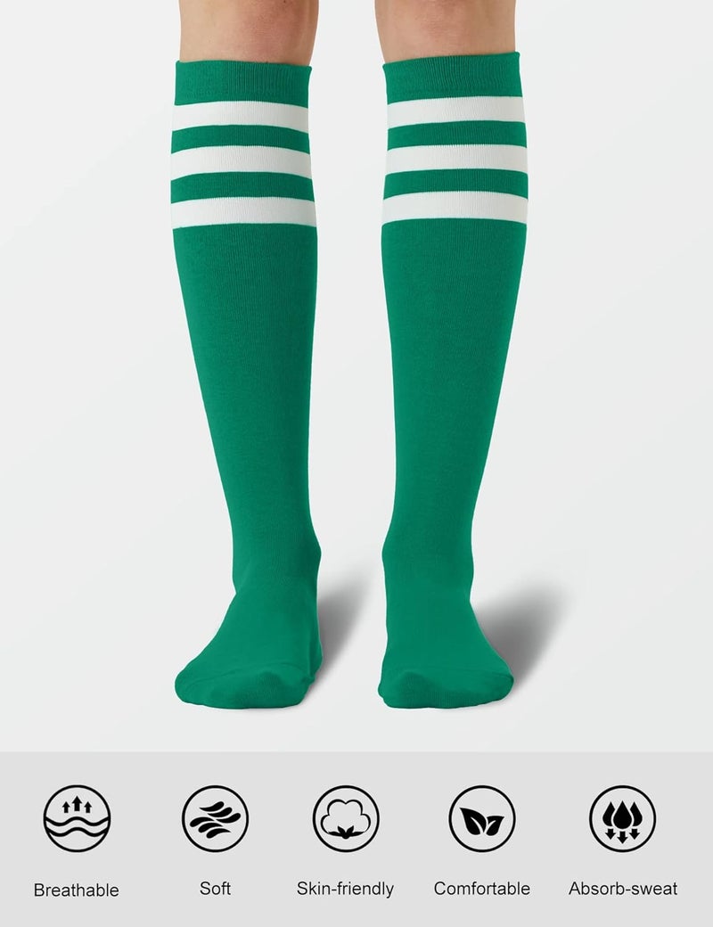 JOULLI Women's Knee High Athletic Socks Stripe Tube Outdoor Sport Socks 1-3 Pairs - Image 1