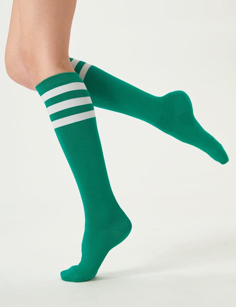 JOULLI Women's Knee High Athletic Socks Stripe Tube Outdoor Sport Socks 1-3 Pairs - Image 2