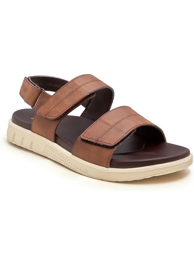 NDURE Men's Soft Step Sandals | Durable Man Made Leather Cloud-Foam Footbed | Lightweight EVA Outsole Round Toe All-Day Cushioning - Image 1