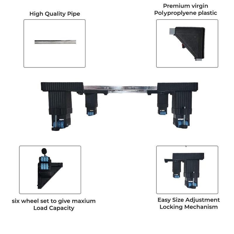 Purnima Marketing PM Good Height 65 Inches From Ground Adjustable Size 24 Wheel StandTrolleySuitable For FrontTop Load Washing MachineRefrigerator DishwasherCapacity Upto 500 Kg Washing Machine 65789 Kg High Height Stand - Image 5