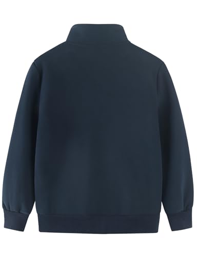 Spring&Gege Boys Full Zip Fleece Hoodless Hoodies Mock Neck Sweatshirts Kids Zip Up Jackets, Black, Size 11-12 Years - Image 2