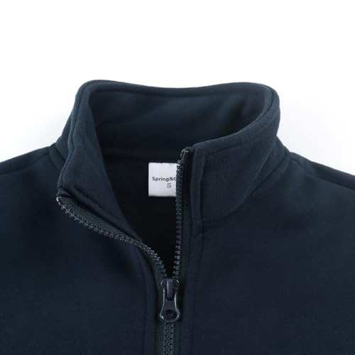 Spring&Gege Boys Full Zip Fleece Hoodless Hoodies Mock Neck Sweatshirts Kids Zip Up Jackets, Black, Size 11-12 Years - Image 4
