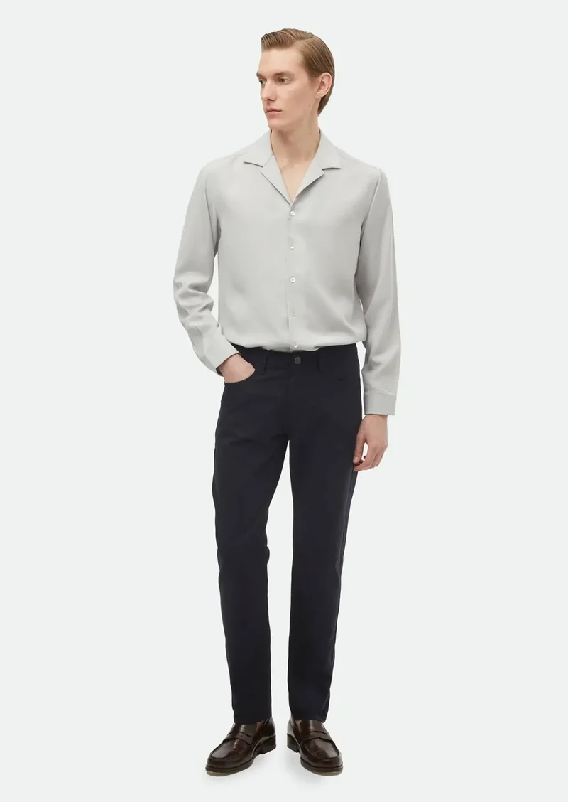 رامسي بنطال قطني مخلوط، أزرق داكن، بقصة عادية