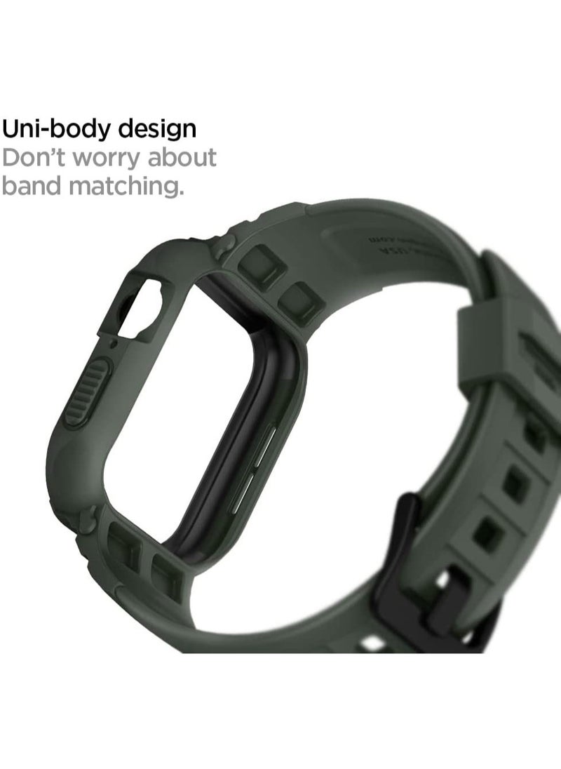 Spigen - Rugged Armor Pro Apple Watch Band with Case for Series 9 / 8 /7 (45mm) and Series 6/SE2/SE/5/4 (44mm) - Mil Green - Image 1