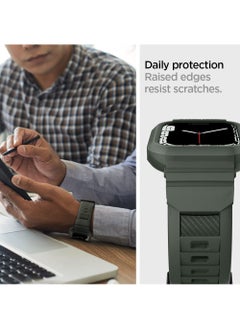 Spigen Rugged Armor Pro Apple Watch Band with Case for Series 9 / 8 /7 (45mm) and Series 6/SE2/SE/5/4 (44mm) - Mil Green  - Image 5