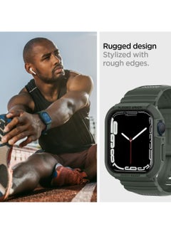 Spigen Rugged Armor Pro Apple Watch Band with Case for Series 9 / 8 /7 (45mm) and Series 6/SE2/SE/5/4 (44mm) - Mil Green  - Image 4