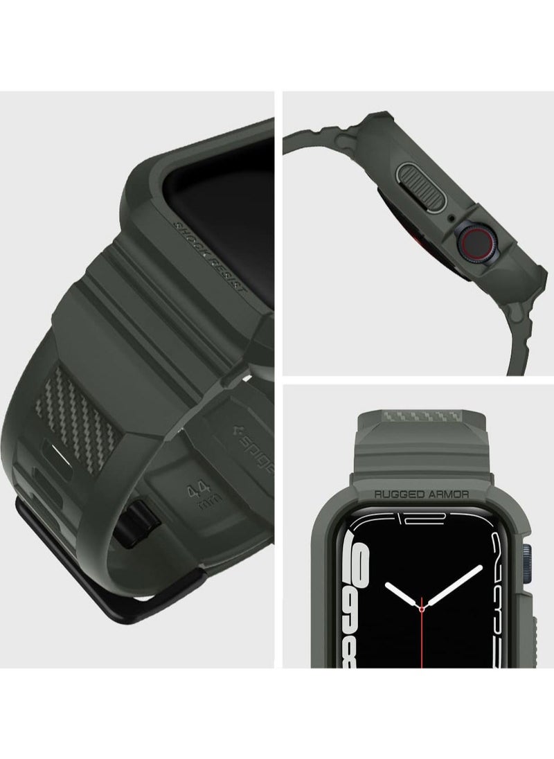 Spigen سوار ساعة Apple Rugged Armor Pro مع حافظة للسلسلة 9 / 8 /7 (45 ملم) والسلسلة 6/SE2/SE/5/4 (44 ملم) - أخضر عسكري  - Image 3