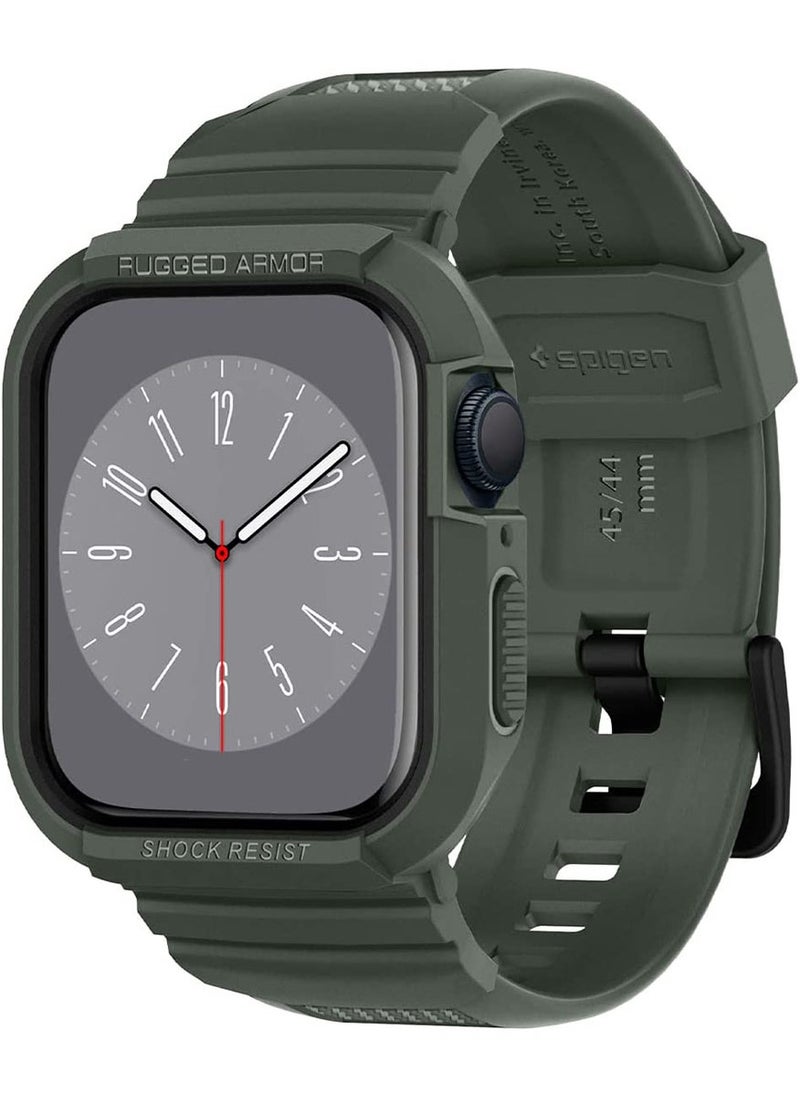 Spigen سوار ساعة Apple Rugged Armor Pro مع حافظة للسلسلة 9 / 8 /7 (45 ملم) والسلسلة 6/SE2/SE/5/4 (44 ملم) - أخضر عسكري  - Image 1