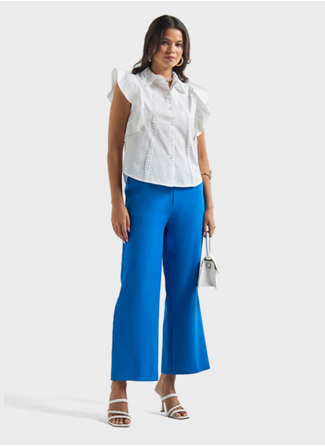 FAV - Lace Detail Flutter Sleeve Shirt - Image 1