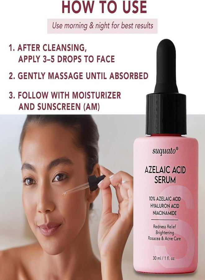 suquato Azelaic Acid serum 10% – Facial Serum with Hyaluronic Acid & Niacinamide （2 pack 30ml/1.01 fl oz） - Image 5