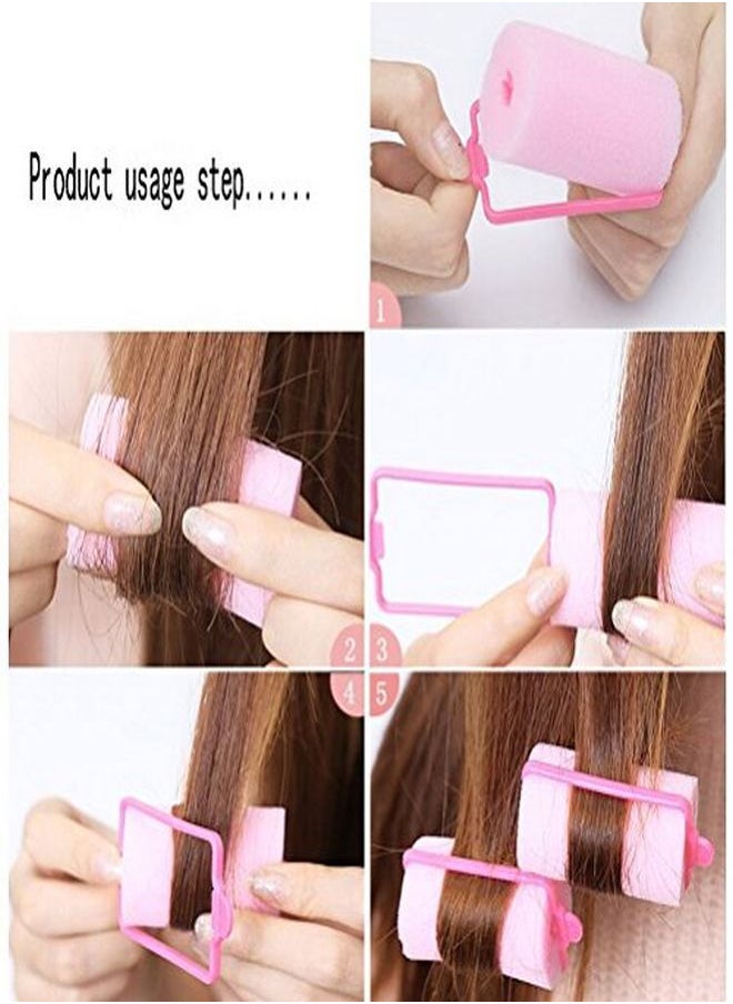 Pengxiaomei - 12 Pcs Foam Sponge Hair Rollers,2.4 Inch Pink Hair Curlers Bouncy Curls Style Tools Accessories - Image 1