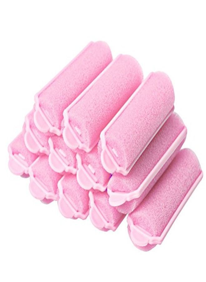 Pengxiaomei - 12 Pcs Foam Sponge Hair Rollers,2.4 Inch Pink Hair Curlers Bouncy Curls Style Tools Accessories - Image 1
