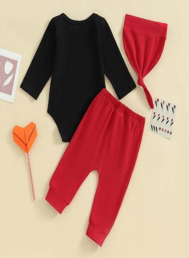 Gureui My First Valentines Day Baby Boy Outfit Long Sleeve Heart Print Romper Onesie Pants Toddler Infant Newborn Clothes (A Black Mr Steal Your Heart, 3-6 Months) - Image 4