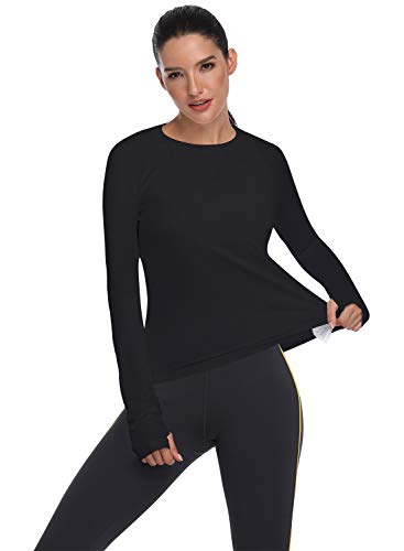 HISKYWIN قمصان طويلة الأكمام لحماية الشمس UPF 50+ للنساء من HISKYWIN - أسود - L - Image 3