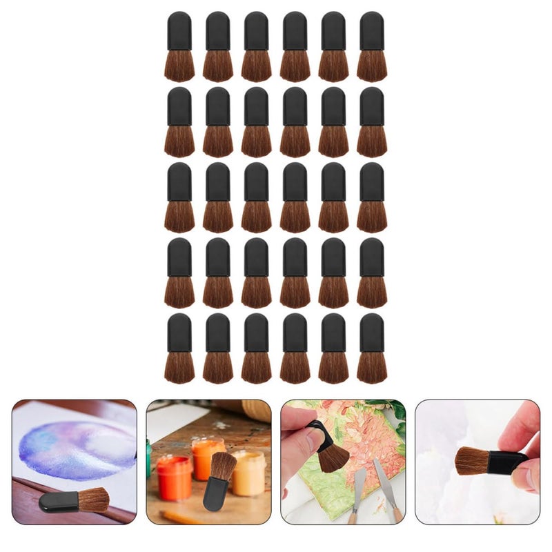 30Pcs Oval Black Handle Animal Hair Blush and Foundation Makeup Brushes Portable Travel Cosmetic Applicators for Face Powder and Blush Application - Image 3