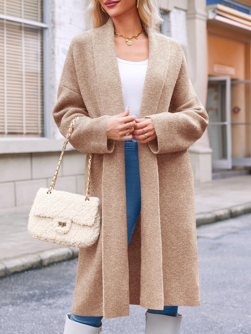 Saodimallsu Womens Open Front Chunky Cardigan Long Oversized Loose Knit Coatigan Sweater Jacket 2024 Fall Coats Camel - Image 3