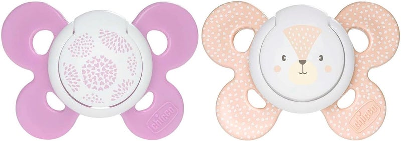 Chicco Silicone Pacifier Physio Comfort Baby Soother for Girls, 6-16 Months - Image 1