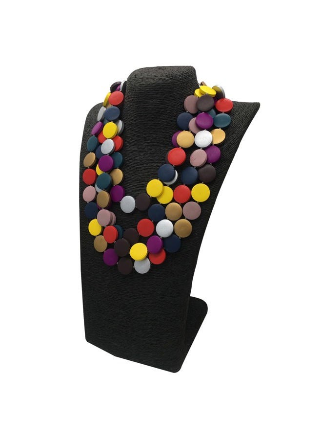 JHWZAIY Statement Multicolor Wood Bead Chunky Layered Necklace For Women Multi Layer Color Wooden Beaded Bib Long Strand African Necklace For Women Fashion Jewelry Costume (Multicolor) - Image 5