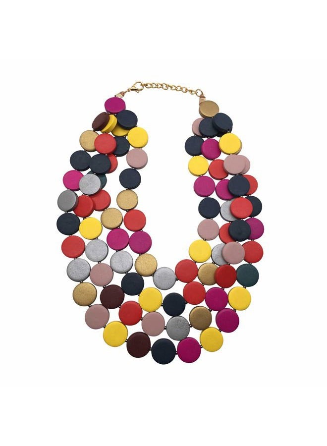 JHWZAIY Statement Multicolor Wood Bead Chunky Layered Necklace For Women Multi Layer Color Wooden Beaded Bib Long Strand African Necklace For Women Fashion Jewelry Costume (Multicolor) - Image 1