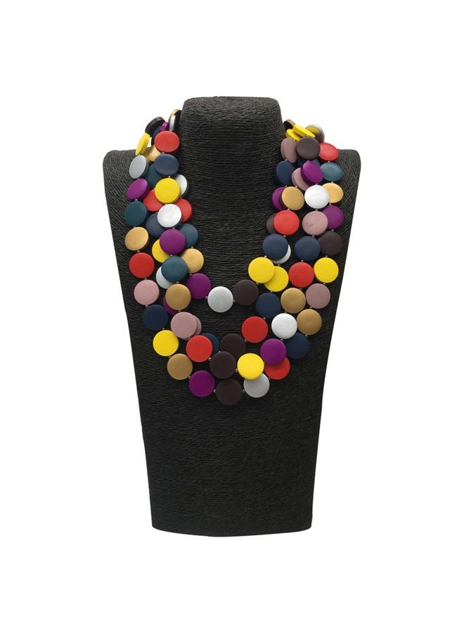 JHWZAIY Statement Multicolor Wood Bead Chunky Layered Necklace For Women Multi Layer Color Wooden Beaded Bib Long Strand African Necklace For Women Fashion Jewelry Costume (Multicolor) - Image 3