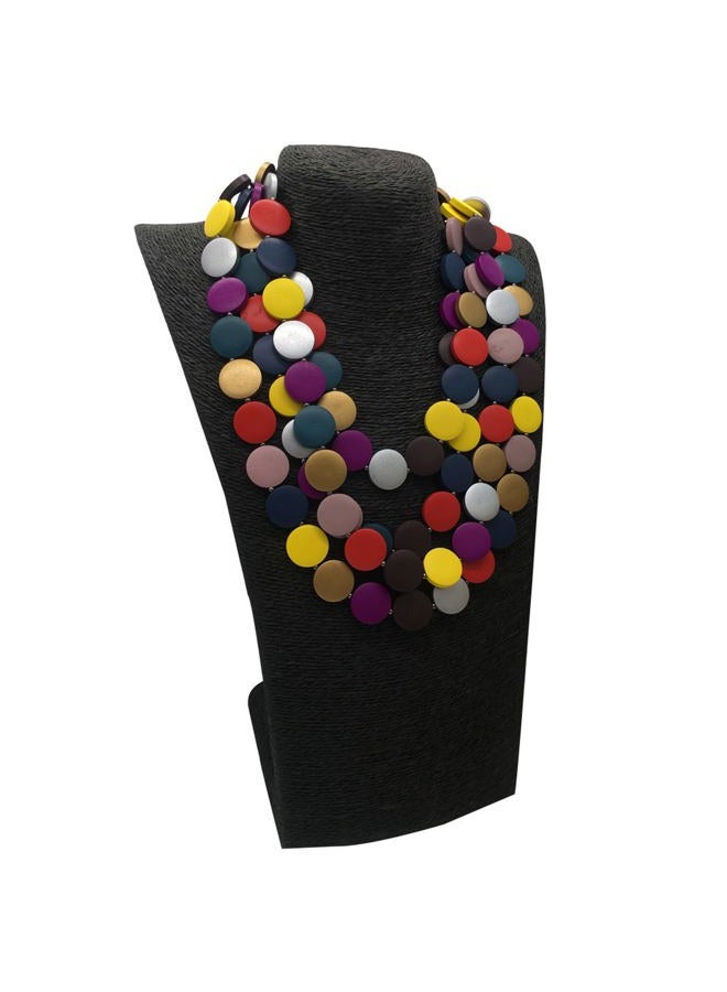 JHWZAIY Statement Multicolor Wood Bead Chunky Layered Necklace For Women Multi Layer Color Wooden Beaded Bib Long Strand African Necklace For Women Fashion Jewelry Costume (Multicolor) - Image 4