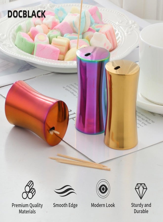 DOCBLACK Toothpick Holder Dispenser, Stainless Steel Toothpick Dispenser for Home Restaurant Kitchen Supplies (Iridescent) - Image 2