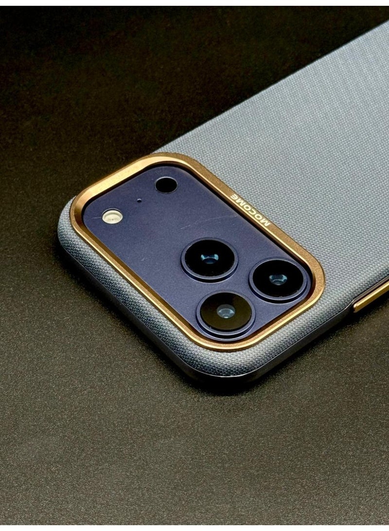 MOCOME Luxury Fabric Texture Case for iPhone 17 Pro – Metallic Camera Lens Protection, Ultra-Slim Shockproof Back Cover - Image 4