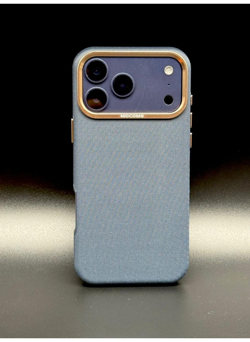 MOCOME Luxury Fabric Texture Case for iPhone 17 Pro – Metallic Camera Lens Protection, Ultra-Slim Shockproof Back Cover - Image 3