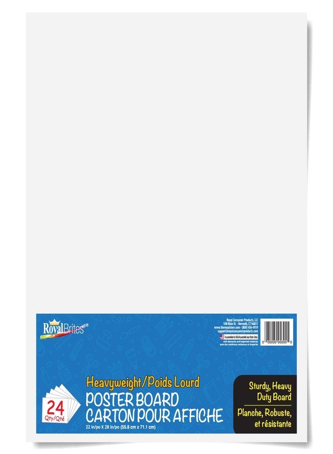 Royal Brites White Heavyweight Poster Board, 2-Sided 22x28 for School Projects, Arts & Crafts, Water & Fade Resistant Posterboard for Signs & Presentations, 24 Count - Image 1