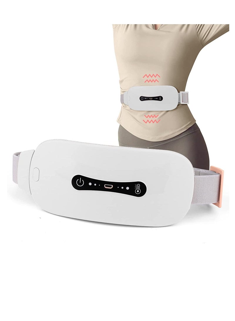 NIBEMINENT Pain Relief Heating Pad Period Belt Menstrual Cramp Massager with 3 Heat Levels Massages Modes Rechargeable Electric Fast Warming Belly Gifts for Women Ladies Girls White - Image 1